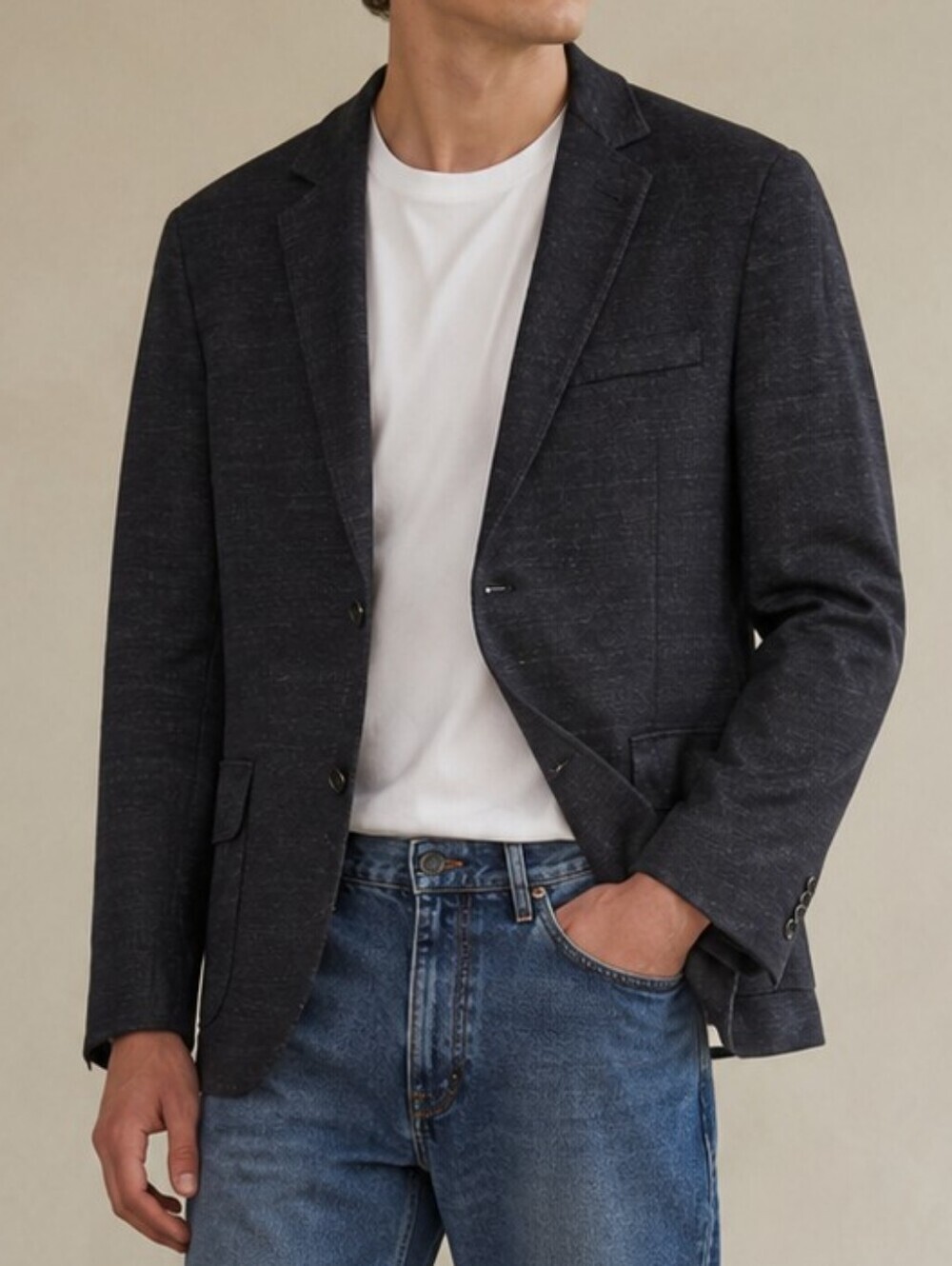 Flynt Linen Blend Men's Charcoal Two-Button Unstructured Blazer Sport Coat 36R